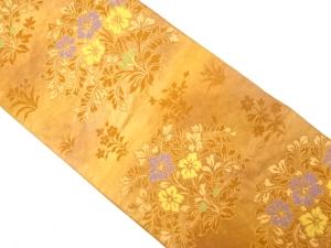 引箔　草花模様織り出し　袋帯